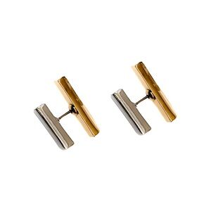 NEW - Sam Edelman Two-Tone Bar Stud Earrings | Gold & Silver Minimalist Jewelry